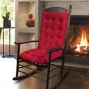 ELFJOY Solid Color Cozy Sanding Fabric Rocking Chair Cushions -Rocker Chair Pad Set (V-GraceRed)