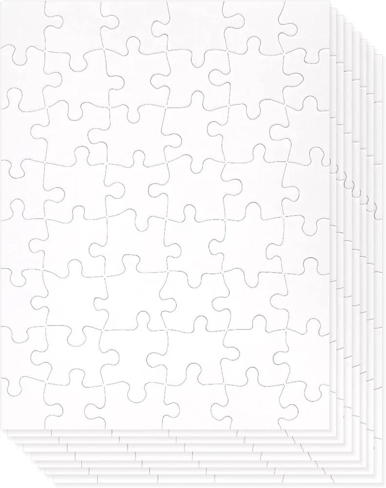 Juvale 36 Pack Blank Puzzles to Draw On, 8.5x11 Make Your Own Jigsaw Puzzle for Kids DIY, Arts and Crafts Projects (48 Pieces Each)