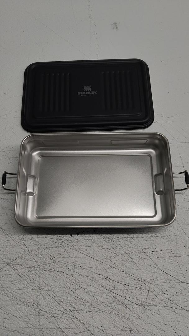 Stanley Classic Legendary Useful Box 3.8 qt  Metal Snack and Lunch Box  Durable Stainless Steel Travel Food Storage Container  Hiking, Camping, School, or Work  BPA-Free  Black 2.0