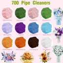 800 PCS Pipe Cleaner Flower Kit, 12 Colors Chenille Stems Craft Kit with Floral Stems, Tape, Stamens, Ribbons, Manual - Make DIY Flowers for Heartwarming Gifts, Family Crafts, Cozy Decor & Bonding