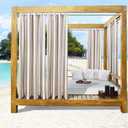 Seaside Stripe Indoor/Outdoor Grommet Curtain Panel - Pair Each 50" x 84" in Linen