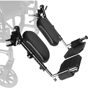 Universal Wheelchair Footrest with Comfort Foam Cushion - Adjustable Lift & Extendable Anti-Slip Foot Plate, Foldable Quick Release for Transport Chairs (Black 1 Pair) LK3JELR T94 Models Compatible
