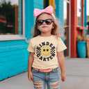 MODNTOGA Kid Girl Boy First Day of School Shirt Cute Face Kindergarten Graphic T-Shirt Short Sleeve Back to School Tee Tops (Beige, 4-5 Years)