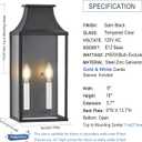 18"Medium Classic Outdoor Wall Lantern Light For House Exterior,Handcrafted Satin Black Metal Cage Mounted Pocket Wall Sconce W/Clear Tempered Glass,Waterproof for Porch, Patio, Garage&Front Door E12