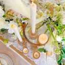 Double Sided Vintage Ribbed Taper Glass Candle Holders,Tea Candle Holder for Table Centerpieces, Wedding Decorations and Dinner Parties (Gold, 6PCS)