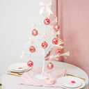 DN DECONATION 12Pcs Valentines Day Ball Ornaments, Pink Red Glass Ball Ornament with Rose Heart Love for Valentine's Tree Decor Wedding Party Supplies Hanging Baubles Decoration