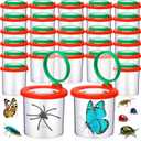 24 Pcs Bug Jar Viewer Magnifying Insect Box Magnifier Bug Container Bulk Insect Container Cage for Kids Children Science Nature Exploration Educational Tool Collecting Kit (Red)