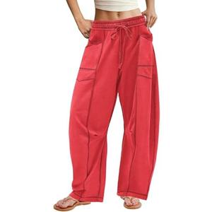 Women's Wide Leg Trousers with Drawstring - Summer Loose Trousers - Casual Beach Trousers - Relaxed Summer Pants Size M
