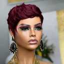 Pixie Cut Wig for Women Human Hair Short Wig for Women 99J Burgundy Colored Short Layered Pixie Wigs With Bangs Glueless Full Machine Made Brazilian Virgin Human Hair Wigs (99j)