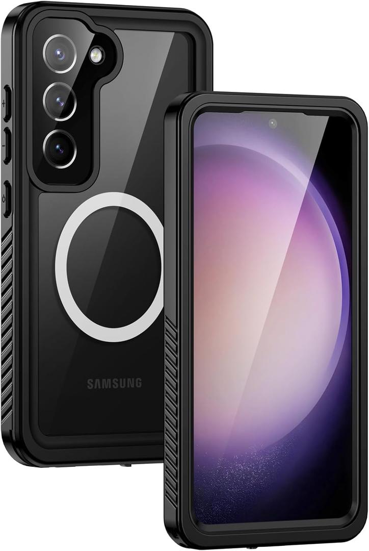 Lanhiem Magnetic for Samsung Galaxy S23+ Plus Phone Case, IP68 Waterproof Dustproof Case with Built-in Screen Protector, Rugged Full Body Protective Cover for Galaxy S23 Plus 6.6 Inch, Black