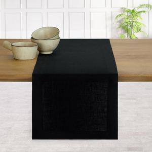 D'Moksha Homes Linen Black Table Runner 36 Inches - 100% Pure Linen Small Table Runner 14 x 36 Inch for Dresser, Coffee Tables, Spring, Easter - Machine Washable