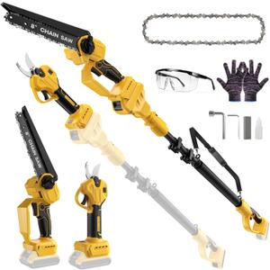 4 in 1 Cordless Pole Saw & Pruning Shears Combo for Dewalt 20V Max Battery(Not Included), 8 Inch Mini Chainsaw & Electric Pruner with 15 Ft Reach Extension Pole for Branch Cutting Tree Trimming