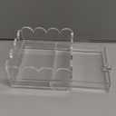 Clear Acrylic Trays for Needlepoint with Insert Drawer 4" x 4", HKKZYT Small Scalloped Acrylic Tray Organizer for Photos, Art, Napkin, Fabric, Messages Display Basket