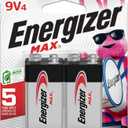 Energizer MAX 9V Batteries (4 Pack), 9 Volt Alkaline Batteries