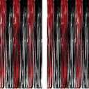 Black Red Party Streamers Backdrop - GREATRIL Foil Fringe Tinsel for Stranger/Friday Party/Halloween Party Decorations - 3.2ft X 8.2ft - 2 Packs