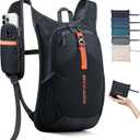 15L Small Hiking Backpack for Men Women Foldable Packable Back Pack Ultralight Hiking Daypack for Travel Camping Outdoor, Black