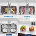 ARCCI Sink Bottom Grid 28"x 15", Stainless Steel Sink Protector with Centered Drain & Round Corner Radius, One-Piece Sink Grate with Hole Cover for Kitchen Single Sink Bowl