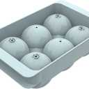 WIBIMEN Large Ice Cube Molds, Big Round Whiskey Ice Cube Trays for Freezer, Easy to Fill & Release, Whiskey Bourbon Cocktail(1.9In*6 Balls- Blue/ 1 Pack)