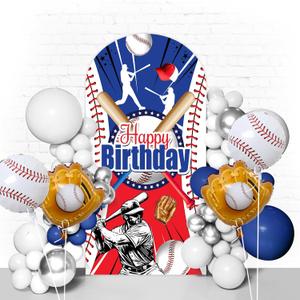 Baseball Arch Backdrop Stand Cover 7.2ft Sports Theme Arch Backdrop for Birthday Party & Baseball Photography Cover Backdrops 2-Sided Spandex Birthday Decoration (No Stand or Balloons Included)