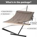 SUNCREAT Hammocks Two Person Hammock with 12ft Stand Included, Max 475lbs Capacity, Heavy Duty Free Standing Hammock, Coffee