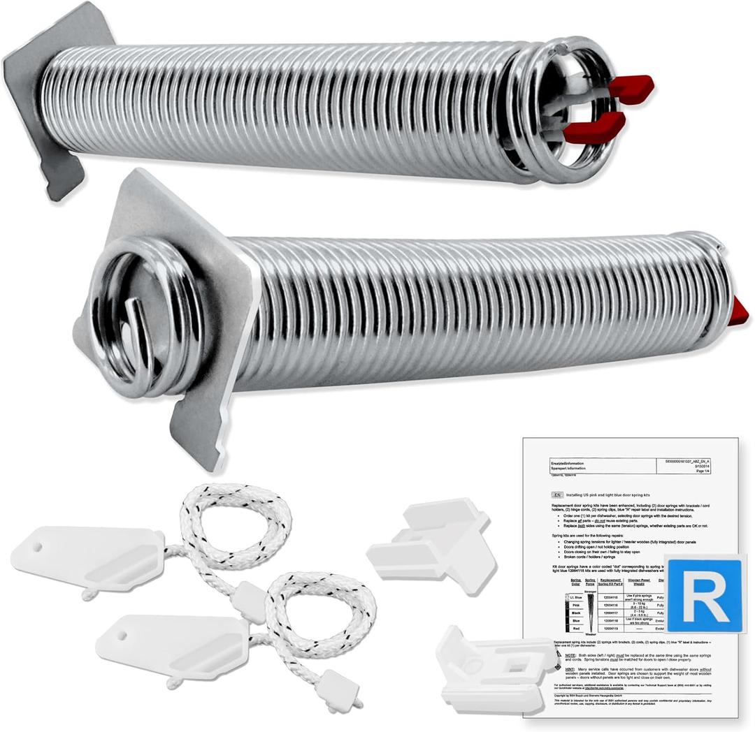 Upgraded 12004119 Dishwasher Door Spring and Cable Kit, Fit for Bos-ch Dishwasher Parts SHE,SHX,SHP Series, Included 00754866 Dishwasher Door Spring Kit Stainless Steel