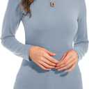 Womens Long Sleeve Turtleneck T-Shirts Casual Lightweight Slim Fit Cozy Base Layer Top (Small, Grey Blue)