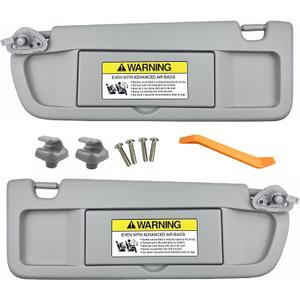 Pair of Left and Right Sun Visors with Clips and Screws for Honda Civic 2006 2007 2008 2009 2010 2011 Light Gray Sun Shade Replacement