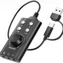 Facmogu Voice Changer with Multi Sound Effects, Portable USB 3.0/ Type-C to 3.5mm Jack Game Voice Changer, Virtual 7.1 Surround Sound Voice Disguiser Device for PS4/ PS5/ Windows、MacOS PC/Laptop/Phone