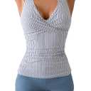 B2prity Women's Tankini Swimsuits Tummy Control Ruched Two Piece Bathing Suit V Neck Wrap Tie Back Swimwear with Shorts (M)