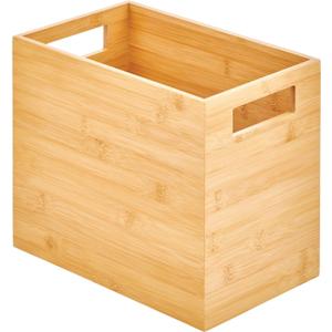 mDesign Rectangular Bamboo Trash Can Wastebasket, Garbage Container Bin - Built-in Handles - for Bathrooms, Powder Rooms, Kitchens, Home Offices - Natural mDesign Rectangular Bamboo Trash Can Wastebasket, Garbage Container Bin - Built-in Handles - for Bathrooms, Powder Rooms, Kitchens, Home Offices - Natural