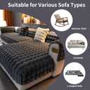 Faux Fur Couch Cover, Soft Warm Plush Sofa Couch Cover, Non Slip Sectional Sofa Slipcovers, Washable Furniture Protector for Kids, Dogs, L Shaped Armrest Backrest Cover(Dark Grey, 28"x 28")