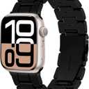 Lerobo Resin Band Compatible with Apple Watch Series 11/10/9/8/7 38mm 40mm 41mm 42mm 44mm 45mm 46mm 49mm,Fashion Lightweight Strap for iWatch Series 6/5/4/SE/Ultra 3 2 1 Wristband Replacement for Women Men (Black)