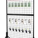 NectaCol 1 Pack 3'x 6' Two-Double Gridwall Panel Display Racks with Sturdy T-Base, Black Grid Wall Panels Display Stand, Display Rack Craft Show, Art Display Stand