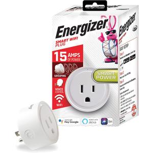 Energizer Connect Smart WiFi Plug, Mobile Connect App Enabled, Voice Controlled, Alexa, Echo, Siri, Hey Google Enabled, No Hub Required, Mini Outlet 15-Watt, 2.4GHz, ETL & FCC Certified