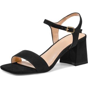 mysoft Women's Chunky Block Low Heels Open Toe Ankle Strap Heeled Sandals Comfortable Square Toe Wedding Party Dress Pump Shoes (8.5)