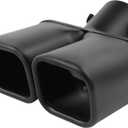 Dual Exhaust Tips 2.5 inch Inlet, Universal Stainless Steel Curved Exhaust Tips Square Dual Tip Car Exhaust Pipe Muffler Tail Throat Tail Pipe Modification Tip (Curved,Frosted Black)