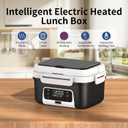 Cordless Electric Heated Lunch Box, 1.5L - 6.3 Cups 20000 mAh 100W Rechargeable Smart Self-Heating Food Warmer with Removable Divider, Spoon, Fork, BPA Free, Portable Lunchbox for Car Travel Office