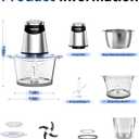 Food Processors Electric Food Chopper with Meat Grinder & Vegetable Chopper - 3 Bowls(8Cup+8Cup+3Cup) with Powerful Copper Motor - Includes 3 Sets of Bi-Level Blades for Fruits/Meat/Nuts