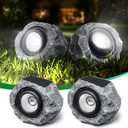 2 Pack Solar Rock Lights Outdoor, Angle Adjustable Solar Lights Outdoor Waterproof, LED Solar Garden Lights, Auto On/Off Landscape Lighting for Yard Pathway Patio Flower Bed - White Glow (Stone Gray)
