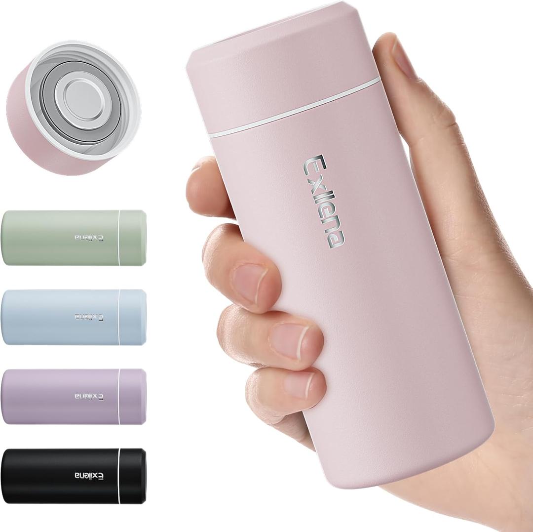 UpgradedExllena Small Insulated Water Bottle 8 oz/250ml Mini Insulated Water Bottle for Hot & Cold Drinks, Perfect Small Water Bottle for Travel, Purse...(Pink)