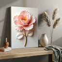 Framed 3D Peach Peony Floral Canvas Wall Art plant Wall Decor pictures Elegant Flower Poster Prints for Living Room Bedroom Bathroom Modern Home Decoration