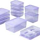 Freezer Storage Containers, 24 Pcs Assorted Containers with Lids Value Pack Flexible even when frozen Freezer safe Anti-freezer burn BPA-free Stackable Made in Korea