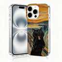 for iPhone 16 Pro Max Case, Animal Phone Cases for iPhone 16 Pro Max, Scratch Resistant Shockproof Cover, Aesthetic Clear Phone Cover, Black Cat Case, Black Cat in the Screaming PaintingB081