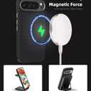 Magnetic Carbon Fiber Case for Google Pixel 9 Pro XL Compatible with MagSafe, Slim & Ultra Thin Aramid Fiber Anti-Scratch Military-Grade & Metal Camera Shockproof Case, Black&Red