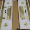 Rio Salto 18-Inch Brushed Brass Gold Barn Door Handle Kit, Closet Door Handle Stainless Steel, Pull Handle and Flush Handle Set, Heavy Duty Large Sliding Door Handles Hardware Included (2-Pack, 18")