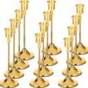 12 Pcs Candlestick Holders Taper Candle Holders, Metal Tall Candlestick Holder Golden Candle Stick Holder for Pillar Candles, Candlesticks for Party Fireplace Wedding Dining Table Halloween Decoration
