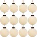 12 Pcs Velvet Christmas Balls Bulk Shatterproof Plastic Christmas Tree Decorations for Decorative Hanging Baubles (12, Beige, 2.36Inch)