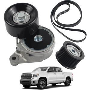 Serpentine Drive Belt Tensioner Kit Set and Idler Pulley Compatible with 2007-2018 Toyota Land Cruiser Sequoia Tundra 2008-2018 Lexus GX460 LX570 Replaces 89378 39185 36370 8PK2415