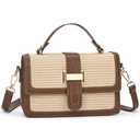 IDELCHOIS Straw Crossbody Purses Bags for Women, Top Small Summer Handbags Beach Vacation Clutch Leather Shoulder Bag, Brown