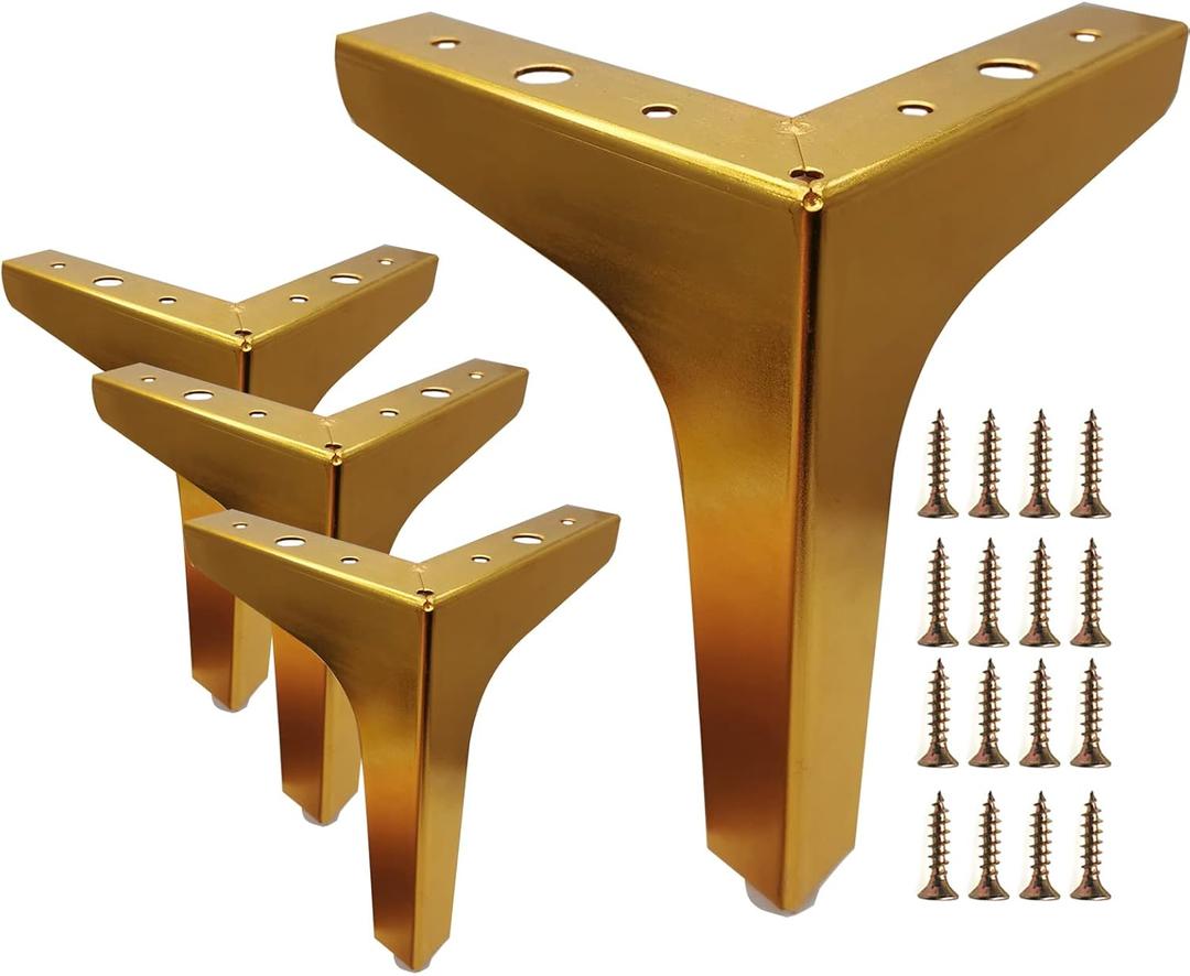 5 Inch Gold Furniture Legs, Legs for Furniture Set of 4 Cabinet Legs, Dresser Legs for Cabinet Cupboard Sofa Couch Chair Ottoman